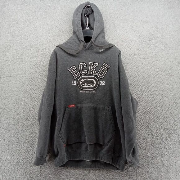 Vtg Ecko Sweatshirt Mens Large Gray Fully‎ Stitched Pullover Fleece Hoodie Y2K - Picture 1 of 7